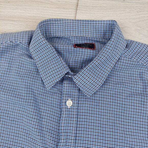 UNTUCKit Shirt Mens XL‎ Blue Houndstooth Button Up Long Sleeve Casual Preppy - Picture 1 of 6